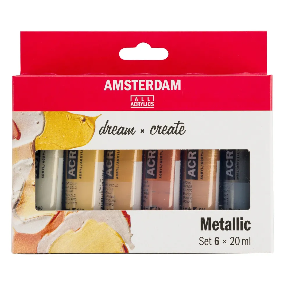Zestaw farb akrylowych w tubkach - Amsterdam - Metallic, 6 kolorów x 20 ml