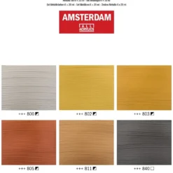 Zestaw farb akrylowych w tubkach - Amsterdam - Metallic, 6 kolorów x 20 ml