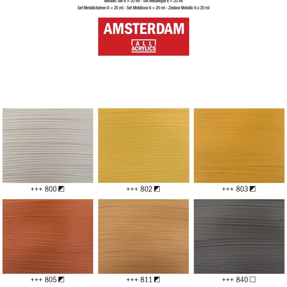 Zestaw farb akrylowych w tubkach - Amsterdam - Metallic, 6 kolorów x 20 ml