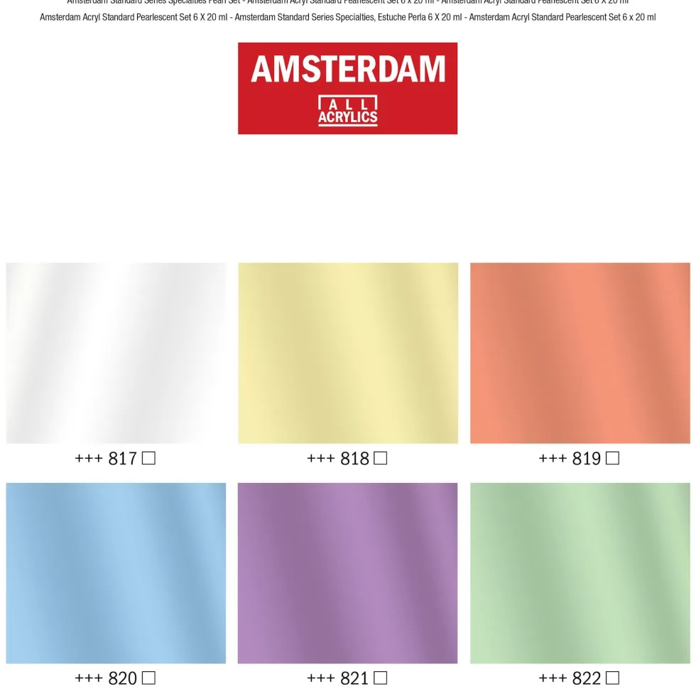 Zestaw farb akrylowych w tubkach - Amsterdam - perłowe, 6 kolorów x 20 ml