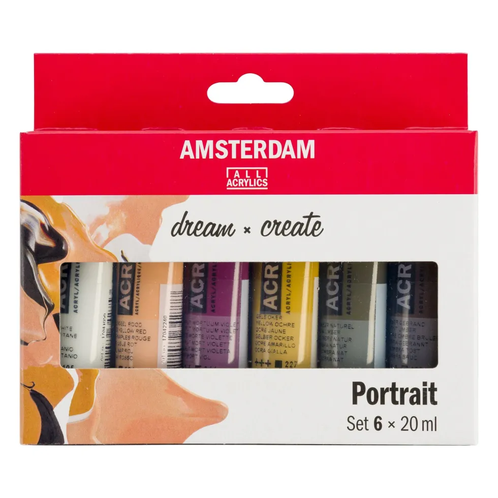 Zestaw farb akrylowych w tubkach - Amsterdam - Portrait, 6 kolorów x 20 ml