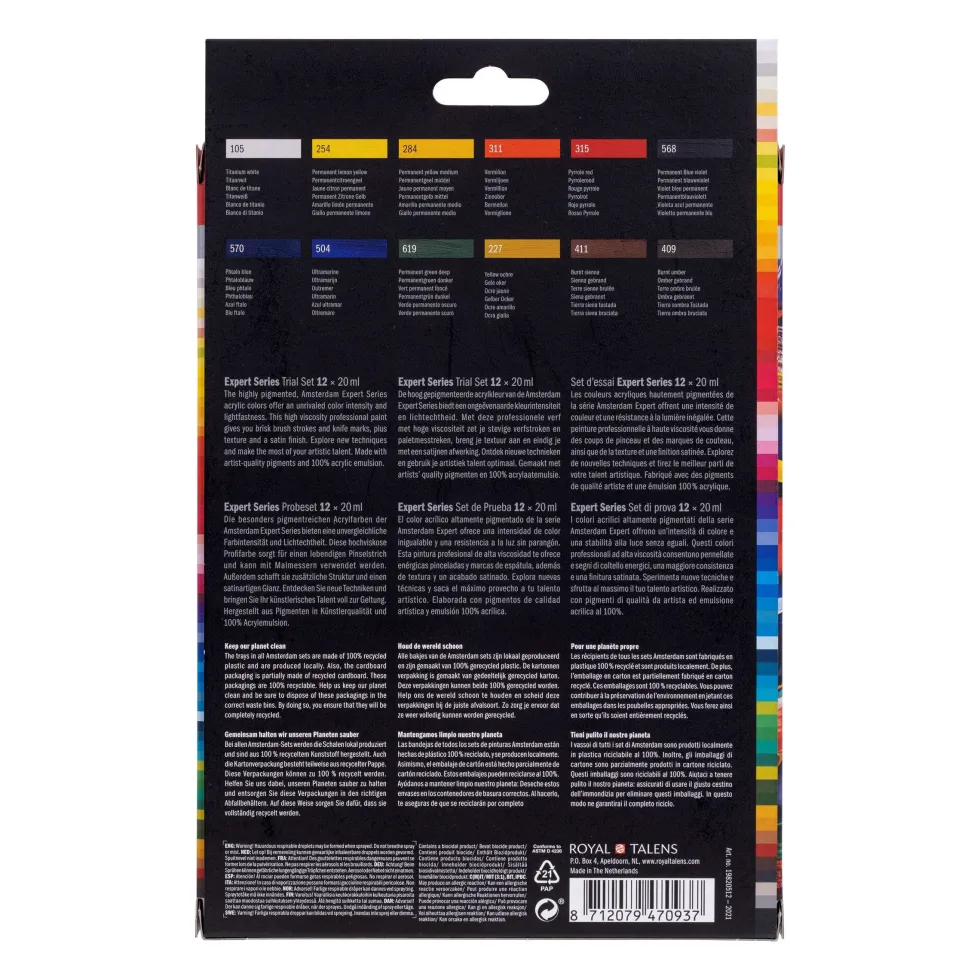 Zestaw farb akrylowych w tubkach Expert - Amsterdam - 12 kolorów x 20 ml