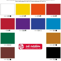 Zestaw farb akrylowych w tubkach - Talens Art Creation - 12 kolorów x 75 ml