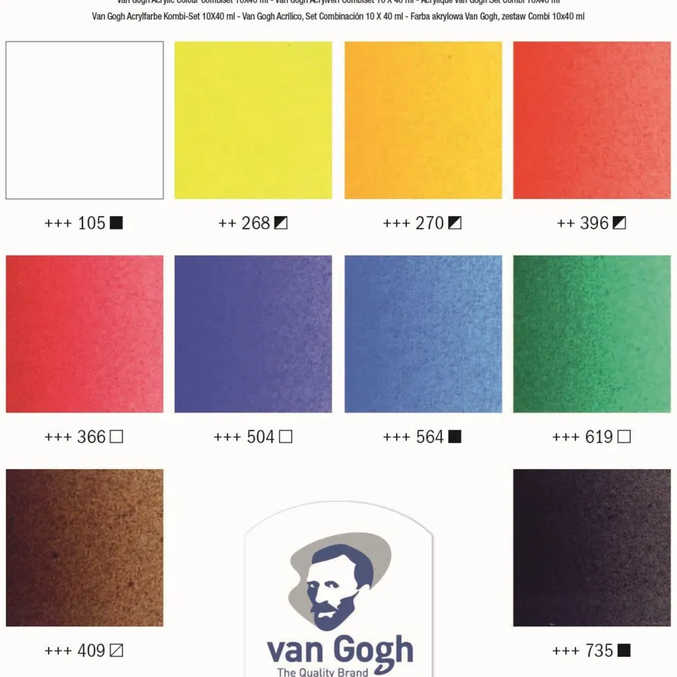 Zestaw farb akrylowych w tubkach - Van Gogh - 10 kolorów x 40 ml