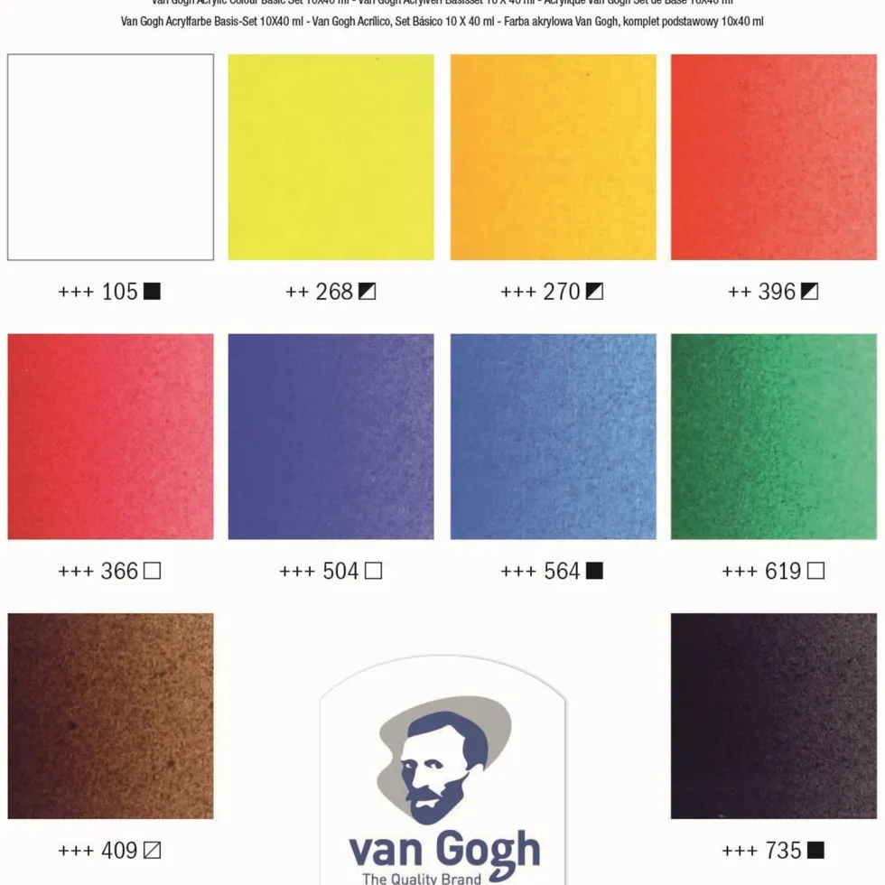 Zestaw farb akrylowych w tubkach - Van Gogh - 10 kolorów x 40 ml