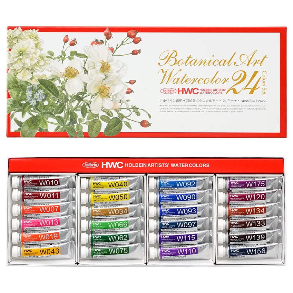 Zestaw farb akwarelowych Artists’ Watercolor - Holbein - Botanical, 24 kolory x 5 ml