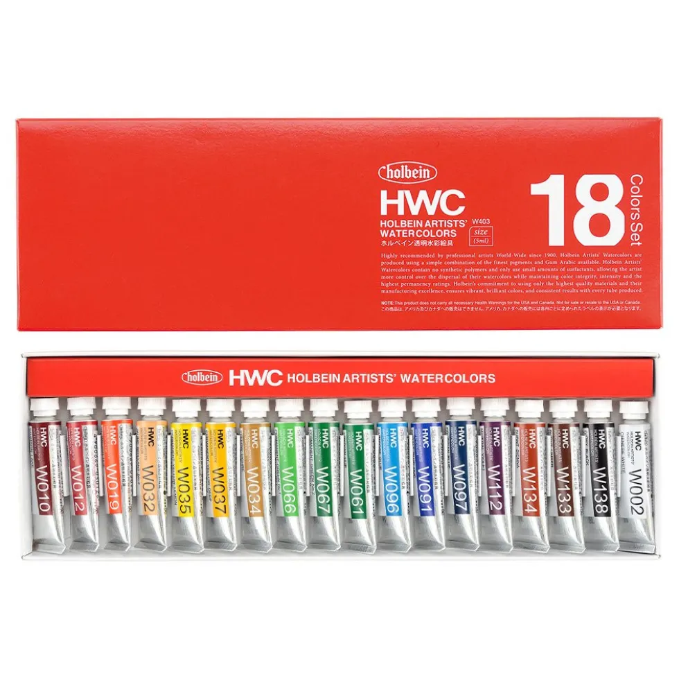 Zestaw farb akwarelowych Artists’ Watercolor - Holbein - 18 kolorów x 5 ml