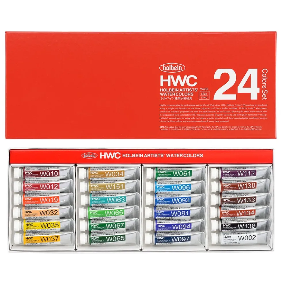 Zestaw farb akwarelowych Artists’ Watercolor - Holbein - 24 kolory x 5 ml