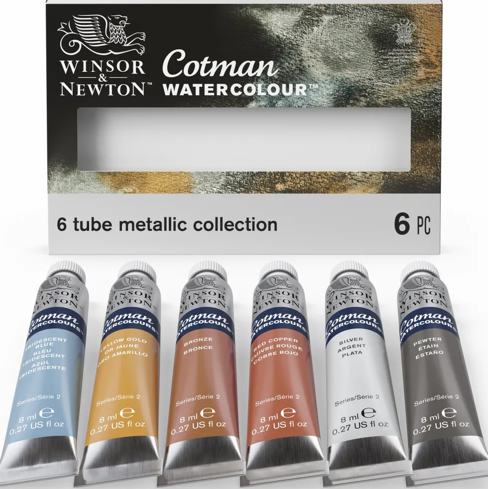 Zestaw farb akwarelowych Cotman Metallic - Winsor & Newton - 8 kolorów