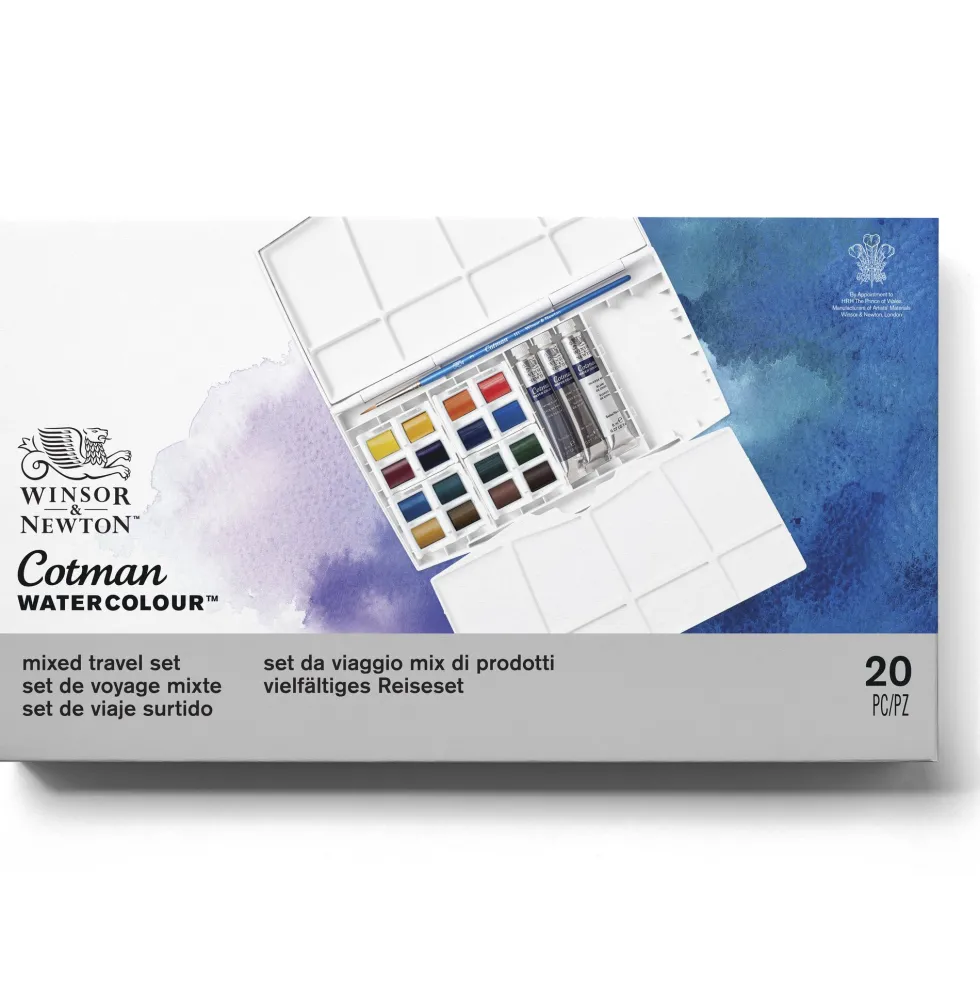 Zestaw farb akwarelowych Cotman Mixed Travel - Winsor & Newton - 20 szt.