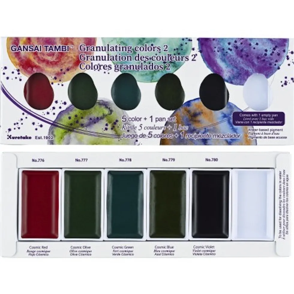 Zestaw farb akwarelowych Gansai Tambi Granulating 2 - Kuretake - 5 kolorów