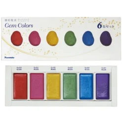 Zestaw farb akwarelowych Gansai Tambi - Kuretake - Gem Colors, 6 szt.