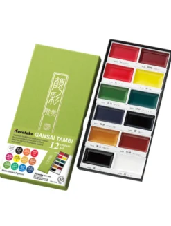 Zestaw farb akwarelowych Gansai Tambi - Kuretake - Set 1, 12 kolorów