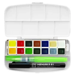 Zestaw farb akwarelowych Gansai Tambi Portable - Kuretake - 14 kolorów