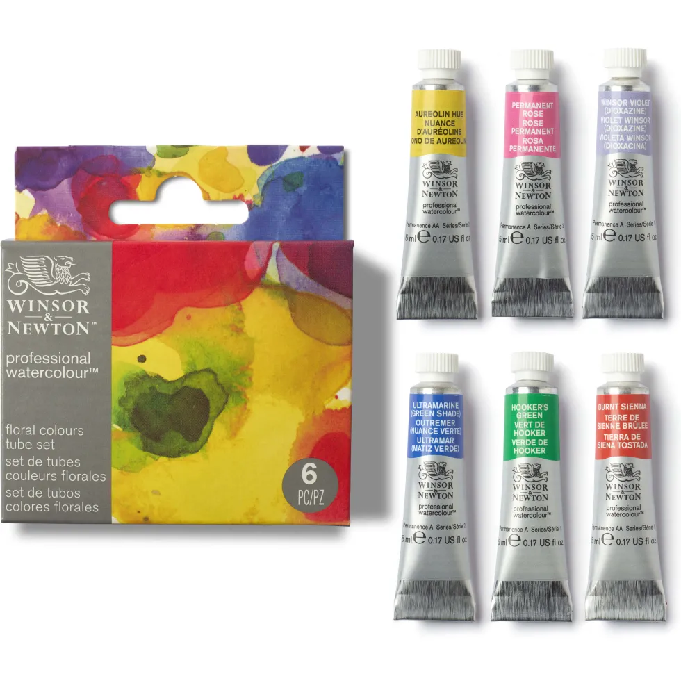 Zestaw farb akwarelowych Professional Floral - Winsor & Newton - 6 kolorów x 5 ml