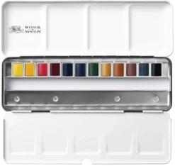 Zestaw farb akwarelowych Professional w półkostkach - Winsor & Newton - 12 kolorów
