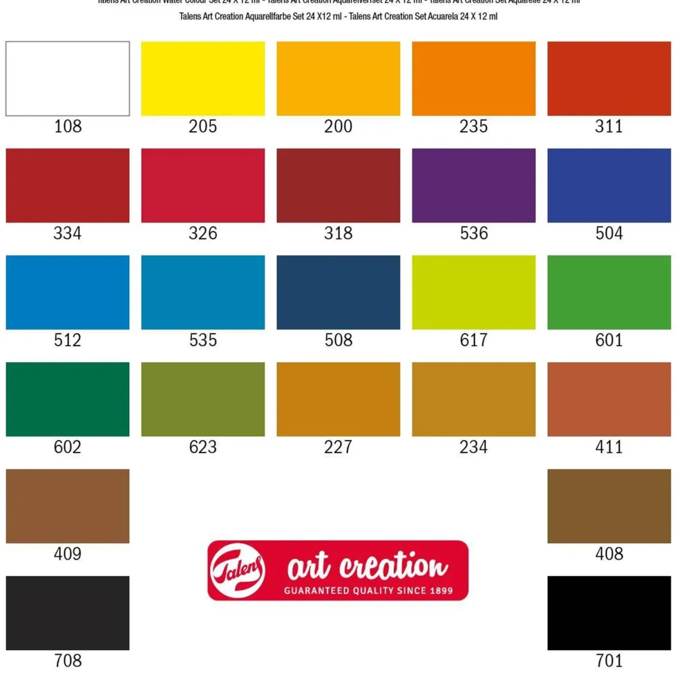 Zestaw farb akwarelowych w tubkach - Talens Art Creation - 24 kolory x 12 ml