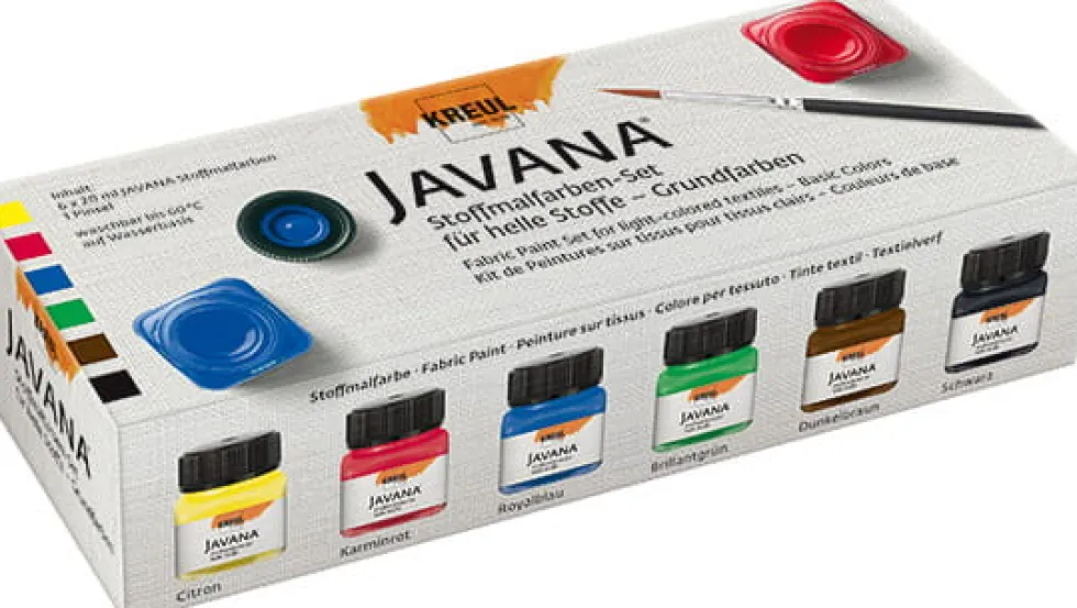 Zestaw farb do jasnych tkanin Javana - Kreul - Basic, 6 kolorów x 20 ml