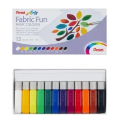 Zestaw farb do tkanin Fabric Fun - Pentel - 12 kolorów x 6 ml