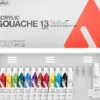 Zestaw farb gwaszy Acryla Gouache School Set - Holbein - Primary Colors, 13 kolorów