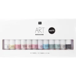 Zestaw farb gwaszy ART - Rico Design - pastelowe, 12 kolorów x 12 ml
