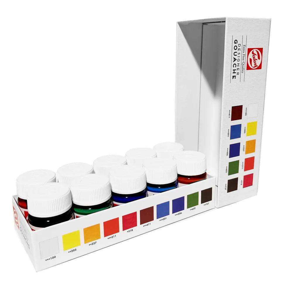 Zestaw farb gwaszy w słoiczkach - Talens - 10 kolorów x 16 ml