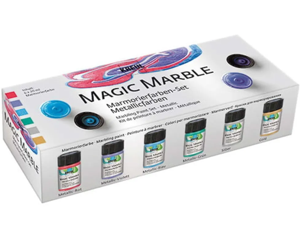 Zestaw farb marmurkowych Magic Marble - Kreul - Metallic, 6 kolorów x 20 ml