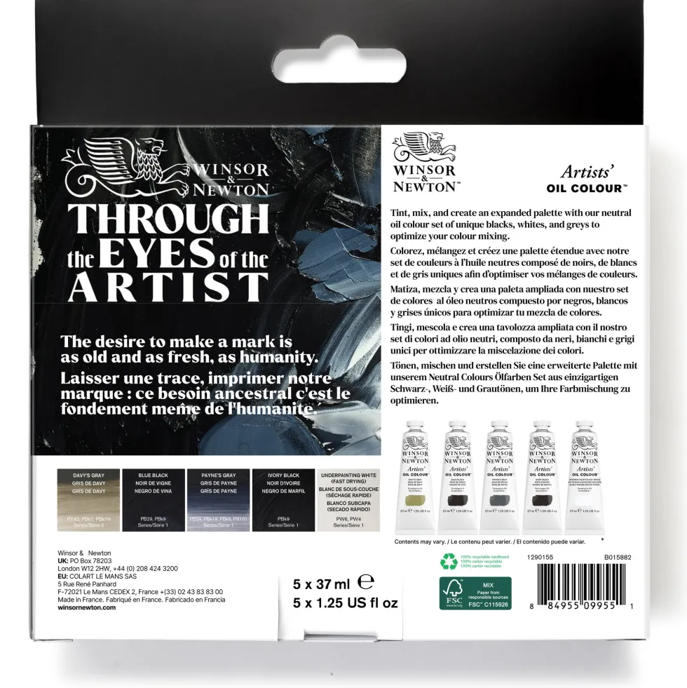 Zestaw farb olejnych Artists' Oil Colour Neutral - Winsor & Newton - 5 x 37 ml