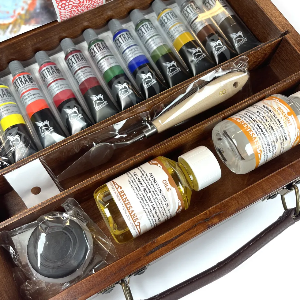 Zestaw farb olejnych Extra w drewnianej walizce - Renesans - 11 kolorów x 20 ml