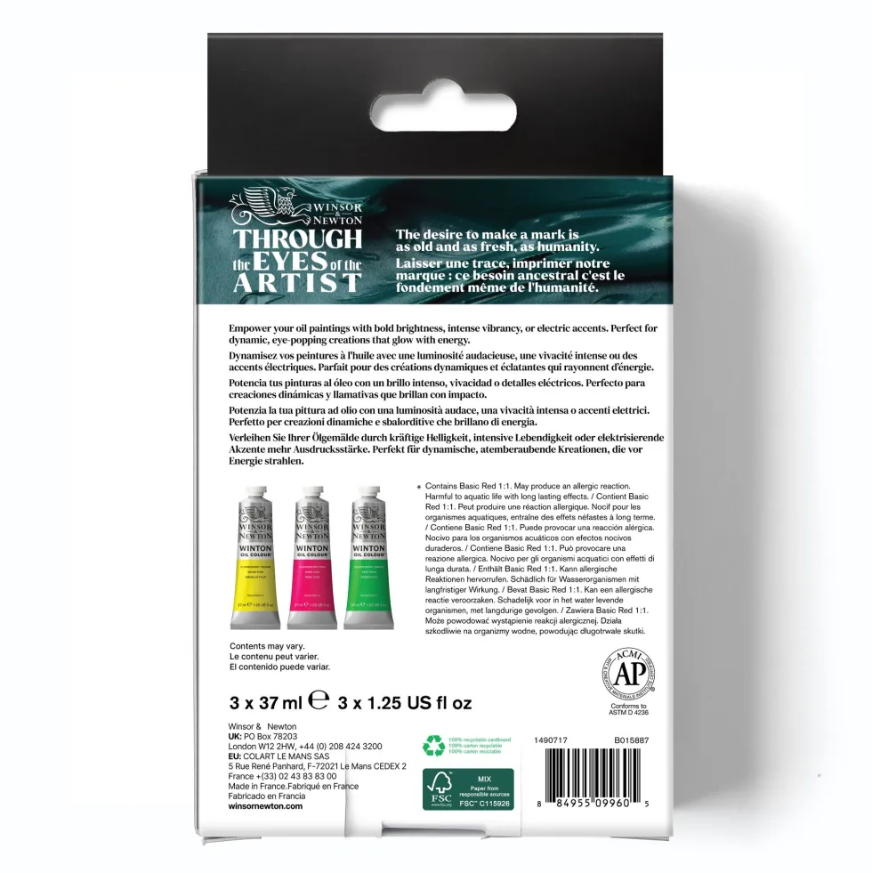 Zestaw farb olejnych Winton Fluo - Winsor & Newton - 3 x 37 ml
