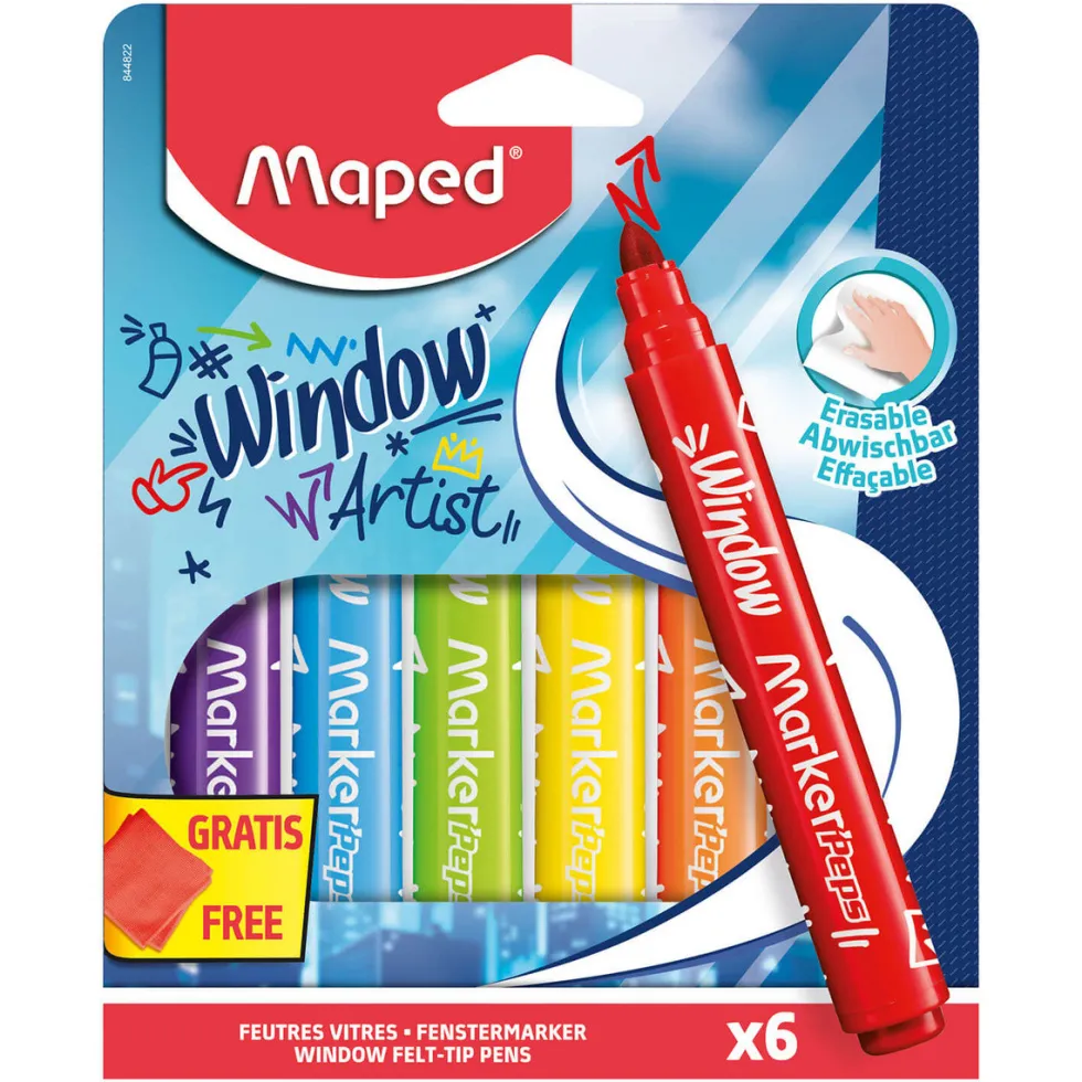 Zestaw flamastrów do szyb Window Marker'Peps - Maped - 6 kolorów