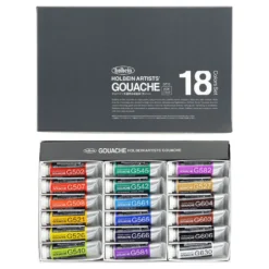 Zestaw gwaszy Artists’ Gouache - Holbein - 18 kolorów x 15 ml
