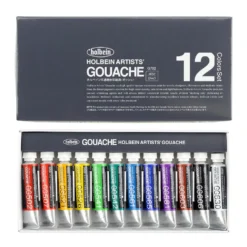 Zestaw gwaszy Artists’ Gouache - Holbein - 12 kolorów x 5 ml