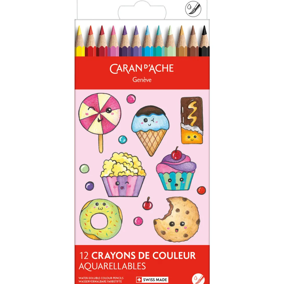 Zestaw kredek akwarelowych Kawaii Candy - Caran d'Ache - 12 szt.