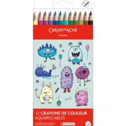 Zestaw kredek akwarelowych Kawaii Monster - Caran d'Ache - 12 szt.