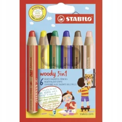 Zestaw kredek dla dzieci Woody 3 w 1 - Stabilo - 6 kolorów