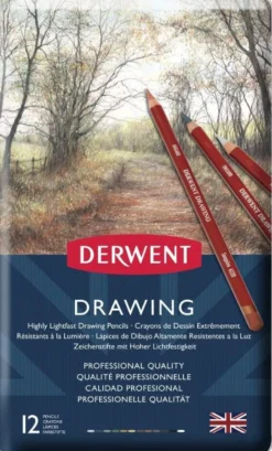 Zestaw kredek Drawing w metalowej kasecie - Derwent - 12 kolorów