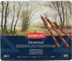 Zestaw kredek Drawing w metalowej kasecie - Derwent - 24 kolory