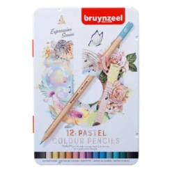 Zestaw kredek Expression w metalowym etui - Bruynzeel - pastelowe kolory, 12 szt.