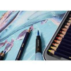 Zestaw kredek Inktense w metalowej kasecie - Derwent - 12 kolorów
