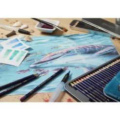 Zestaw kredek Inktense w metalowej kasecie - Derwent - 12 kolorów