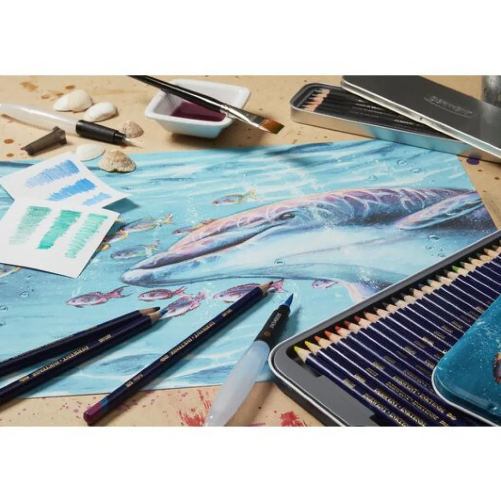 Zestaw kredek Inktense w metalowej kasecie - Derwent - 24 kolory