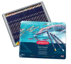 Zestaw kredek Inktense w metalowej kasecie - Derwent - 24 kolory