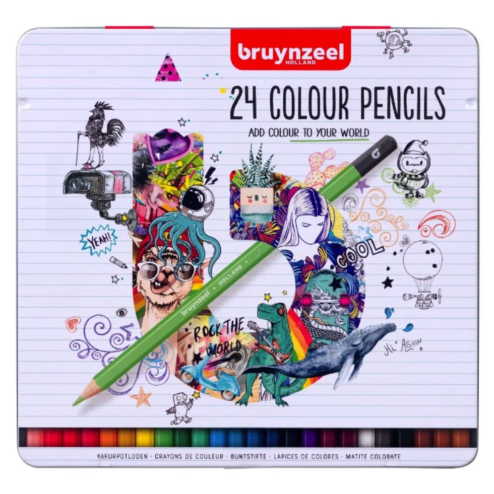 Zestaw kredek ołówkowych w metalowym etui - Bruynzeel - 24 kolory