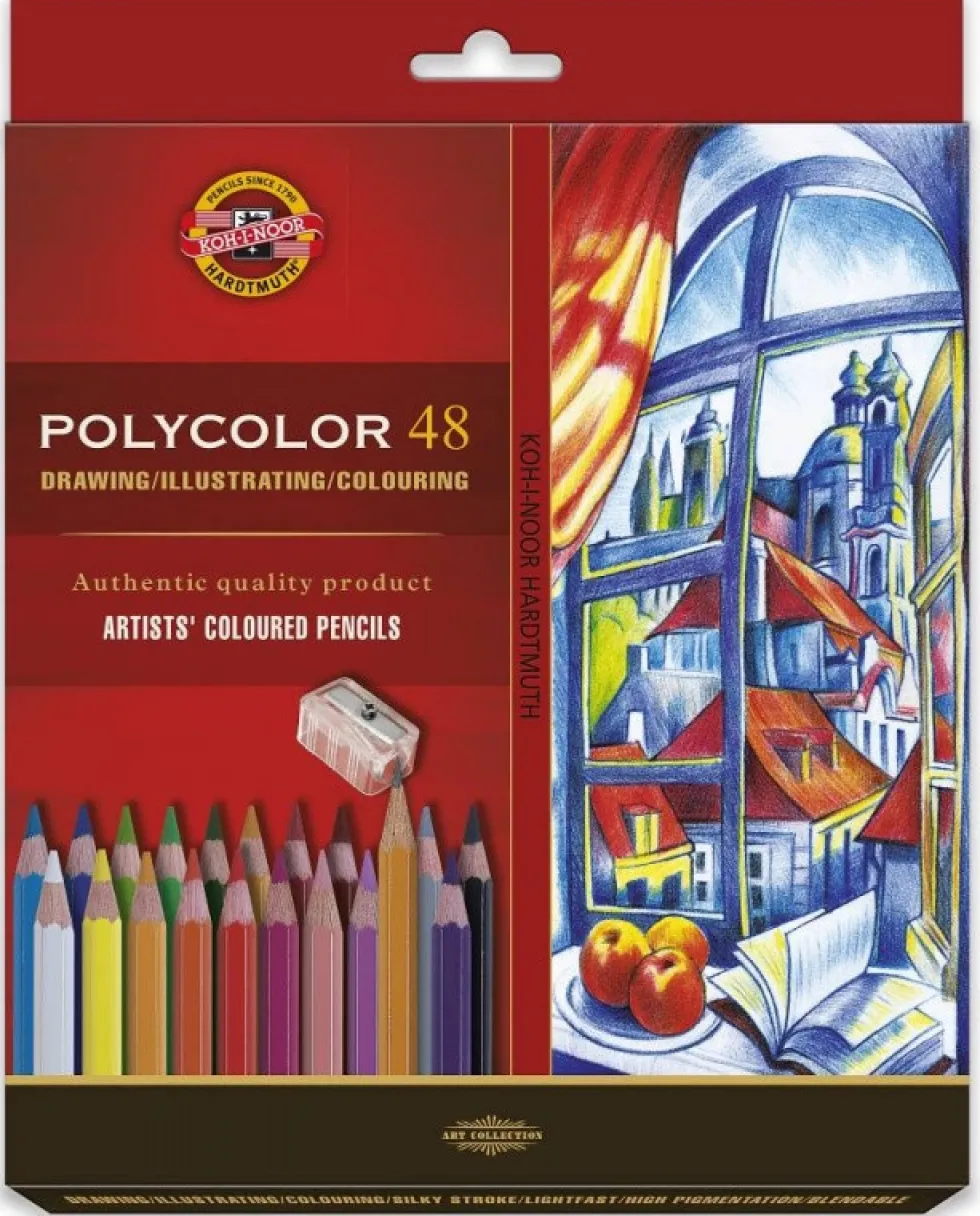 Zestaw kredek Polycolor z ołówkiem i temperówką - Koh-I-Noor - 48 kolorów
