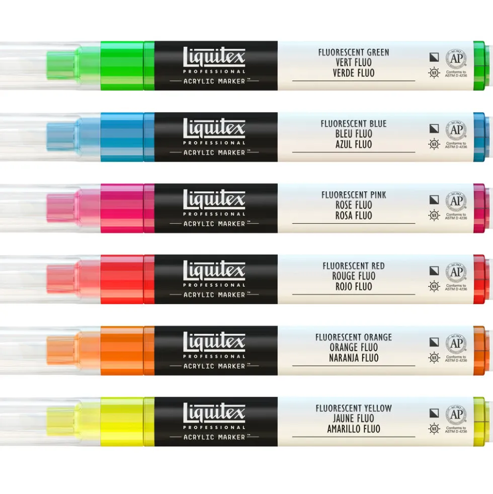 Zestaw markerów akrylowych - Liquitex - Fluorescent, 6 szt.