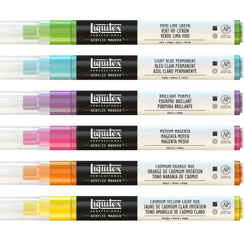 Zestaw markerów akrylowych Vibrant Fine - Liquitex - 6 szt.