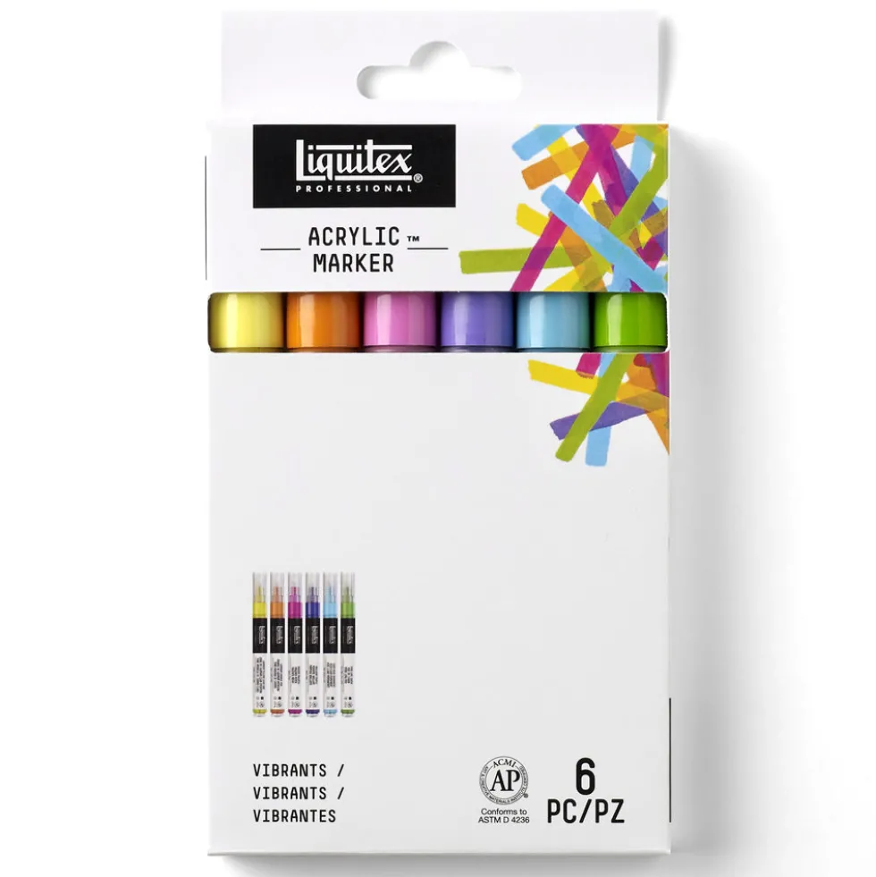 Zestaw markerów akrylowych Vibrant Fine - Liquitex - 6 szt.
