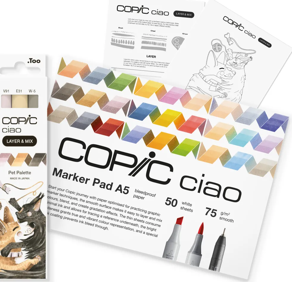 Zestaw markerów dwustronnych Copic Ciao Layer & Mix - Pet Palette