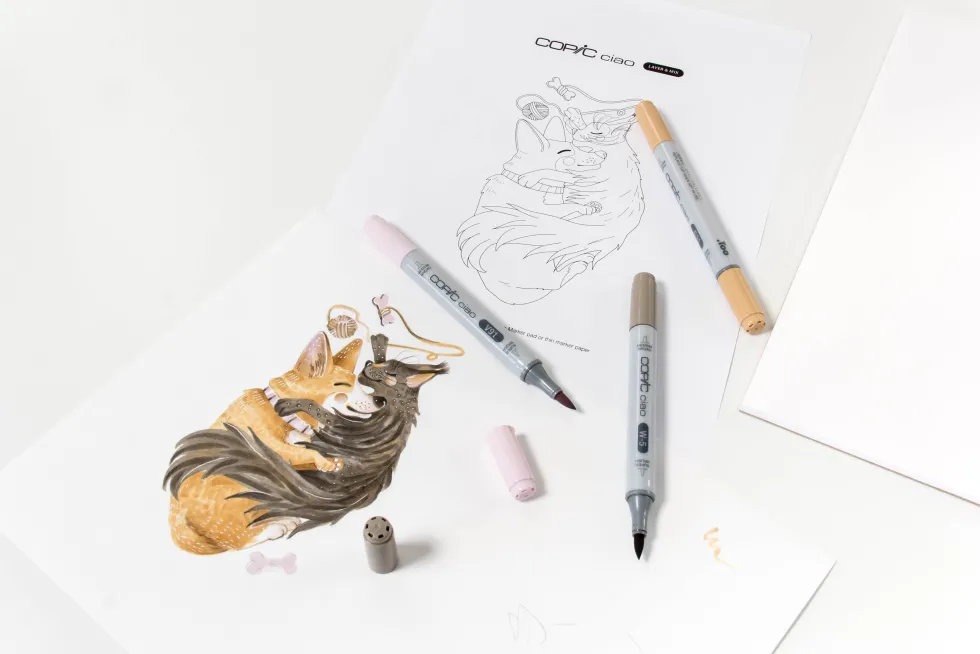 Zestaw markerów dwustronnych Copic Ciao Layer & Mix - Pet Palette